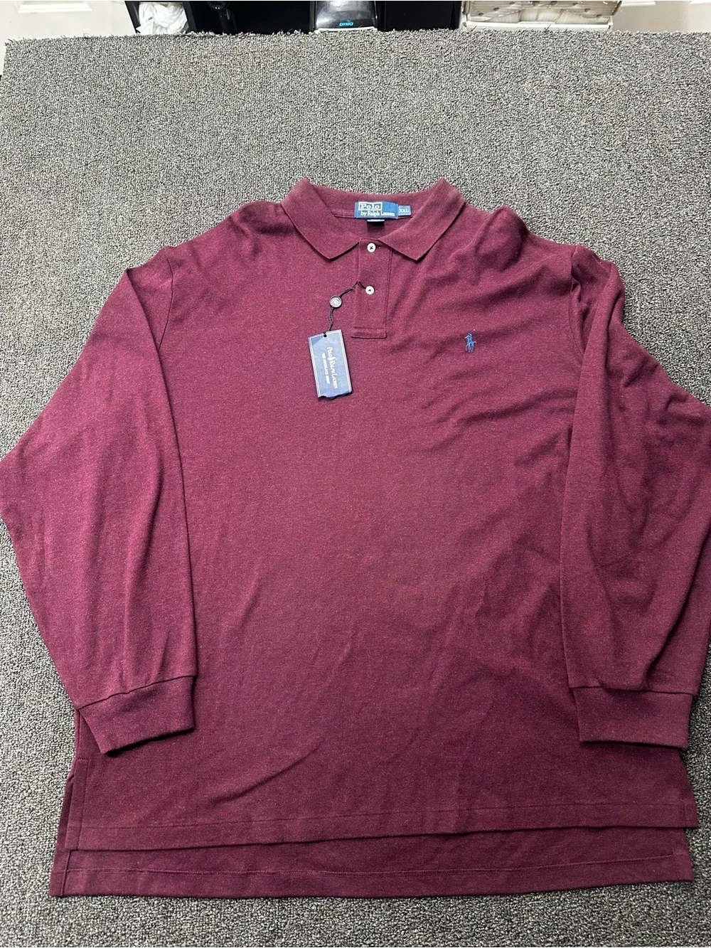 Vintage Polo Ralph Lauren Polo Shirt Mens XXL Maroon Long Sleeve Cotton- NWT